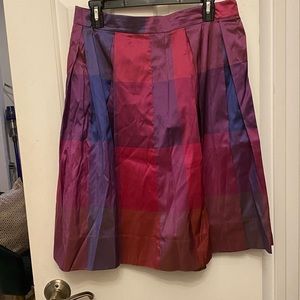 Kate Hill 100% silk plaid skirt, size 10.
